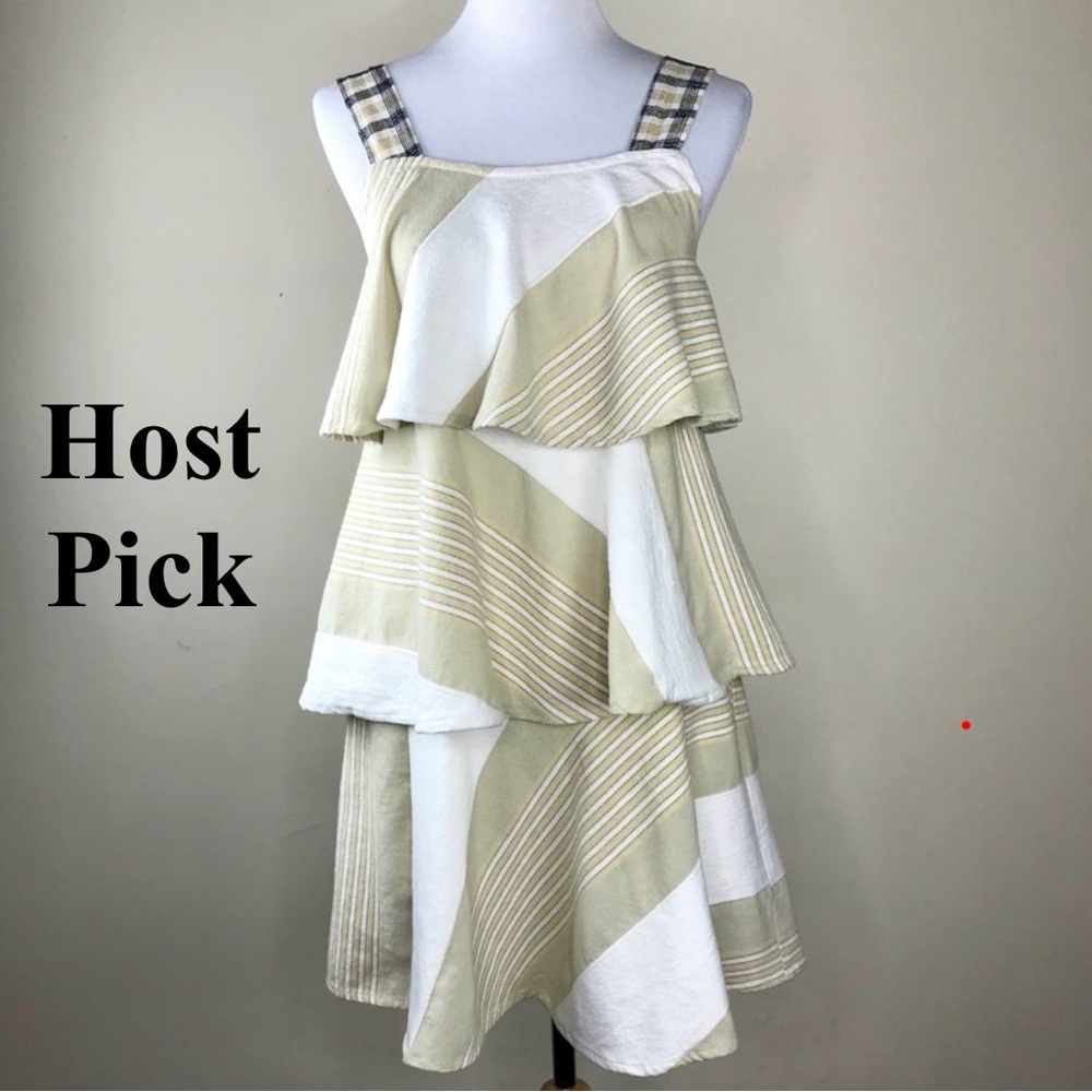 Ace & Jig Beige Striped Layered Dress Size XS Woven Straps Cotton Sustainable